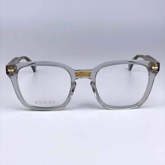 NEW Gucci GG0184O 005 Unisex Square Gray Clear Gold Eyeglasses - Picture 4 of 14